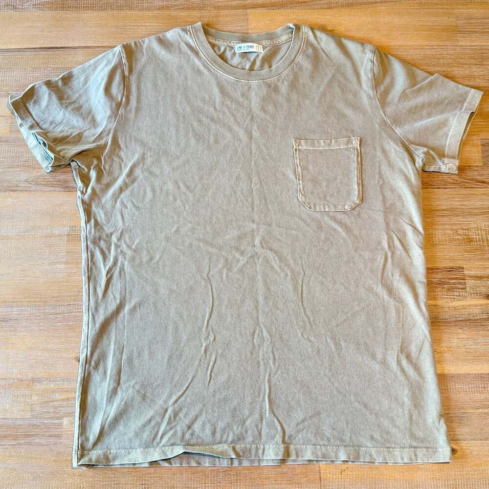 Line Of Trade Men's Vintage Pigment Dyed Pocket T-Shirt Olive Green Size L